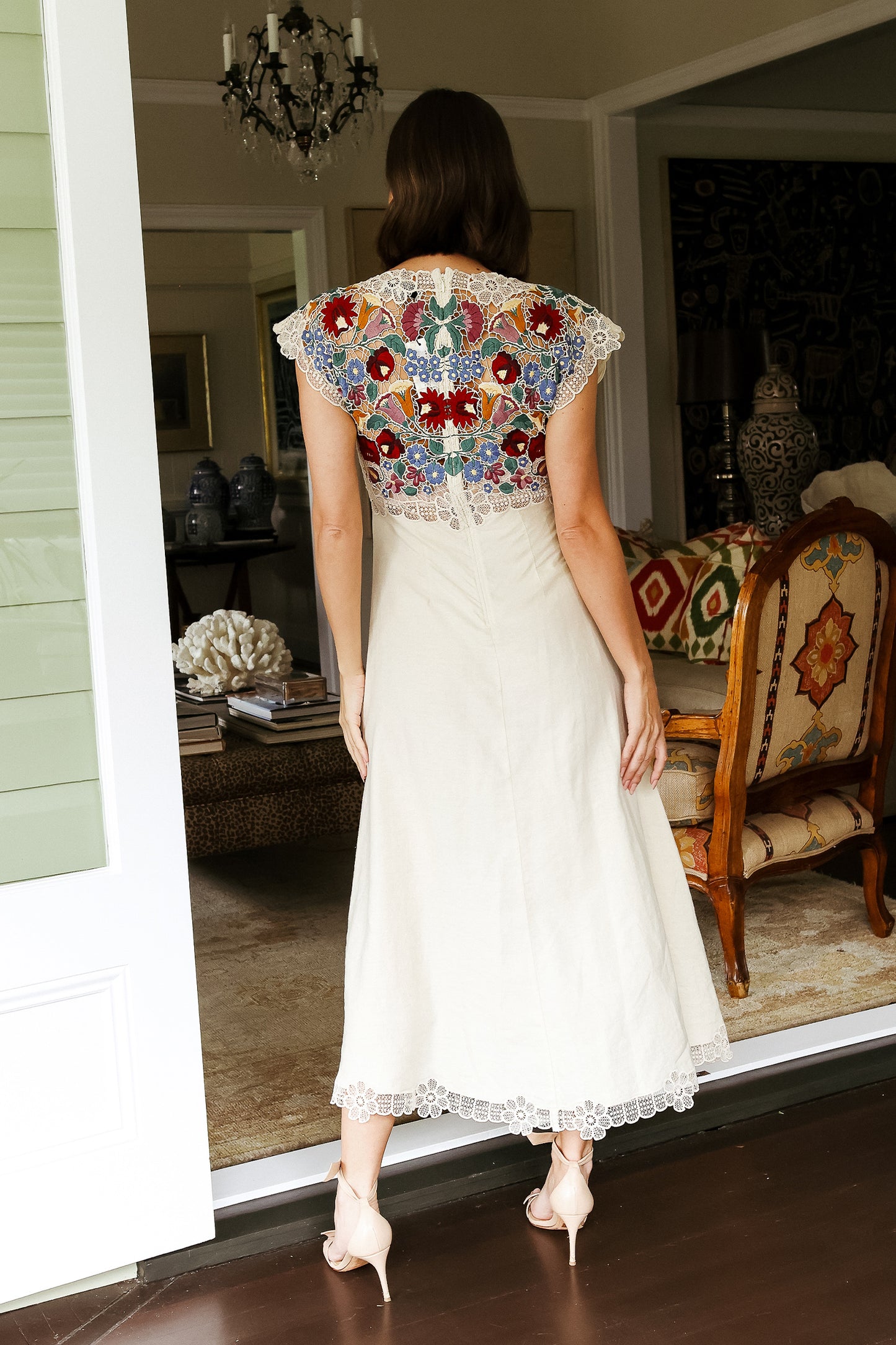 Katherine Embroidery V-Neck Dress