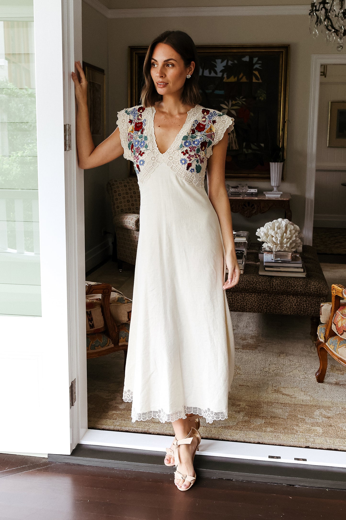 Katherine Embroidery V-Neck Dress