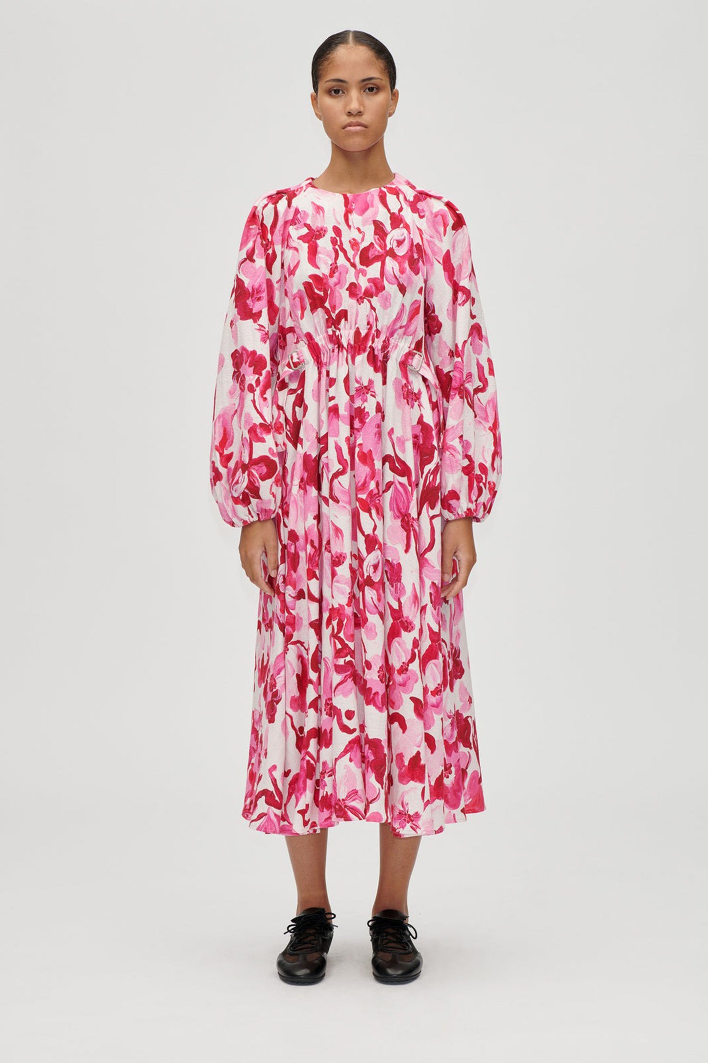 Double Buckle Raglan Midi Dress