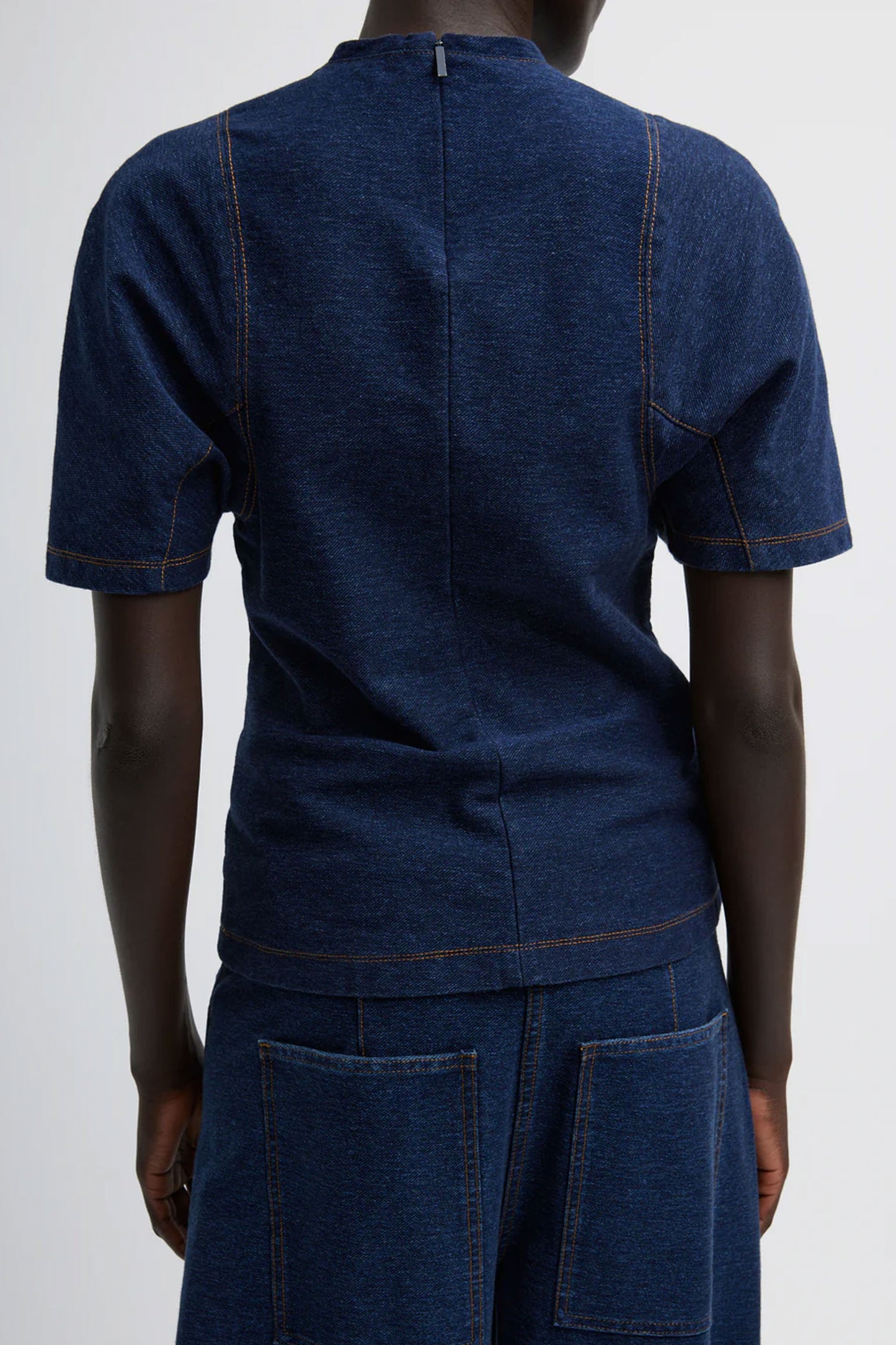 Barre Denim Knit Sculpted Shrunken T-Shirt - FINAL SALE