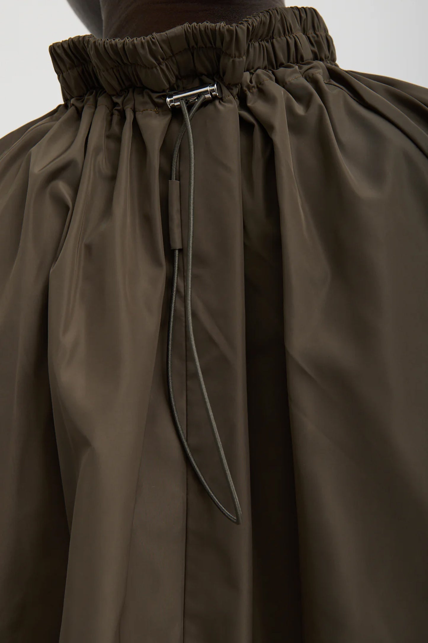 Italian Sporty Nylon Shirred Anorak Top