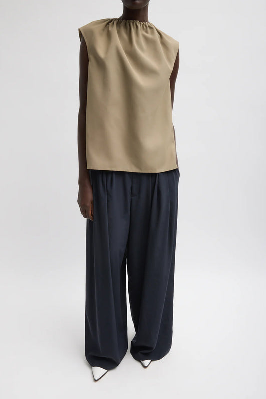 Lotte Nylon Shirred Neck Top