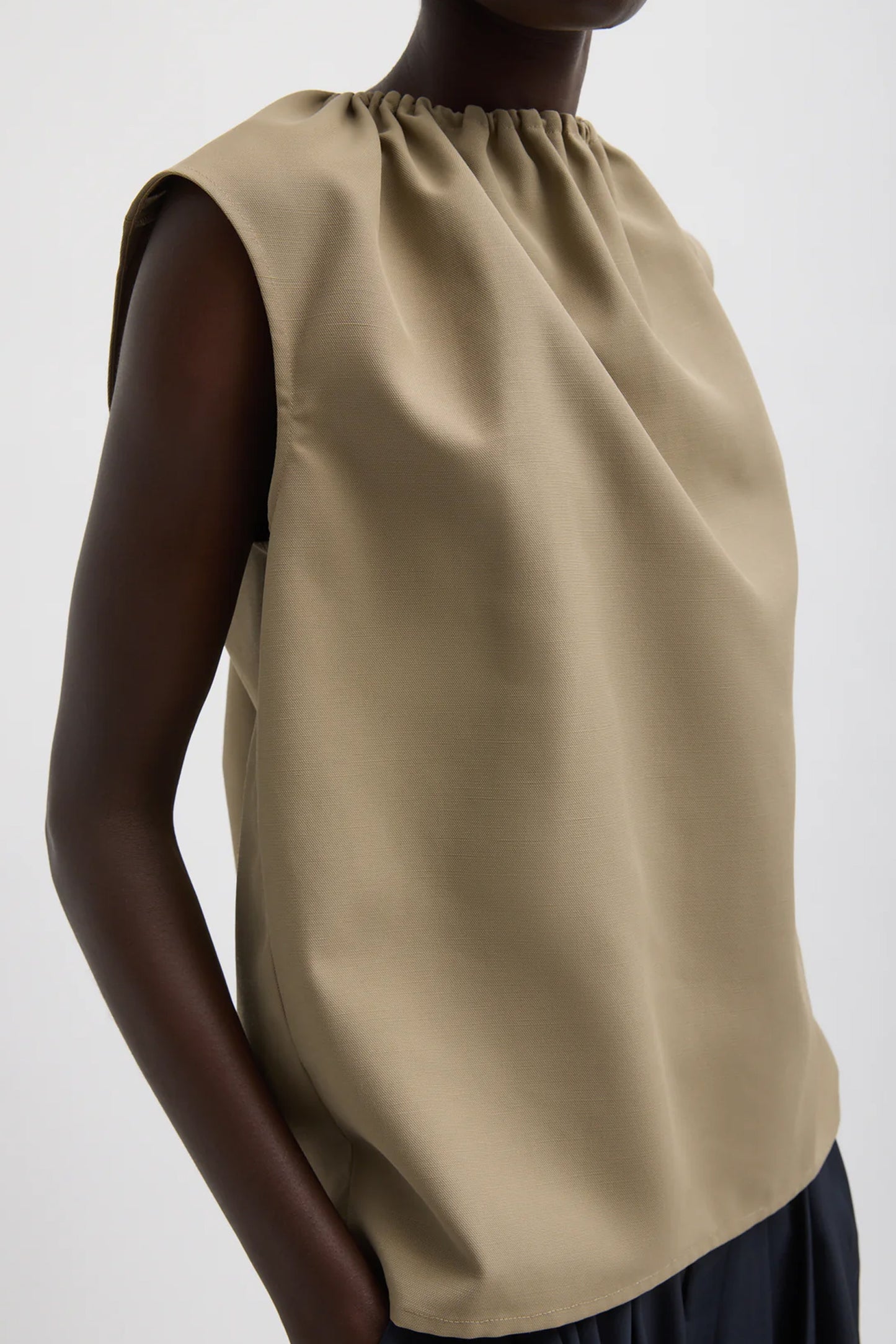 Lotte Nylon Shirred Neck Top