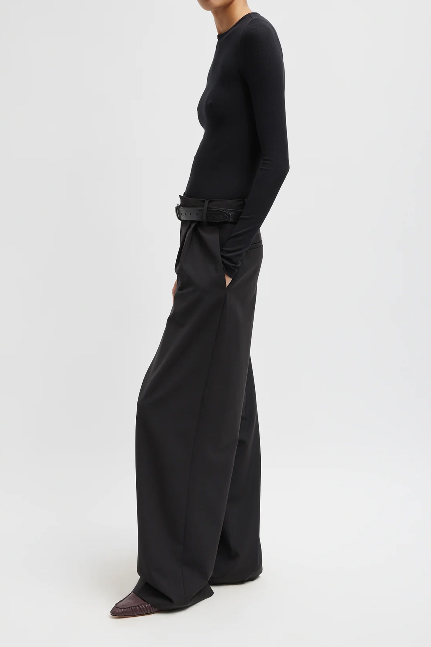 Circular Ribbed Crewneck Pullover Top