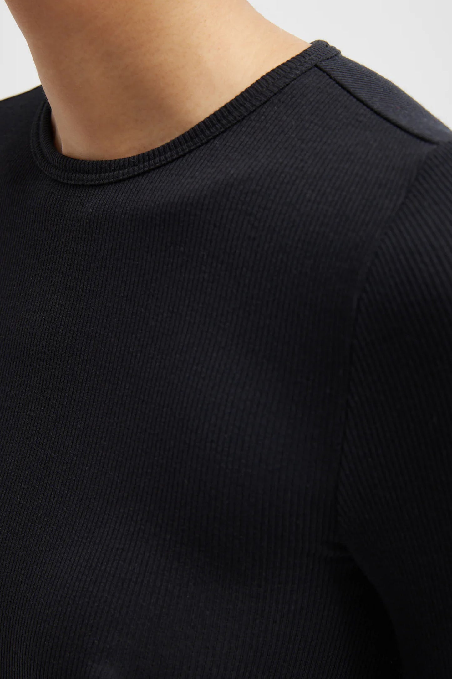 Circular Ribbed Crewneck Pullover Top
