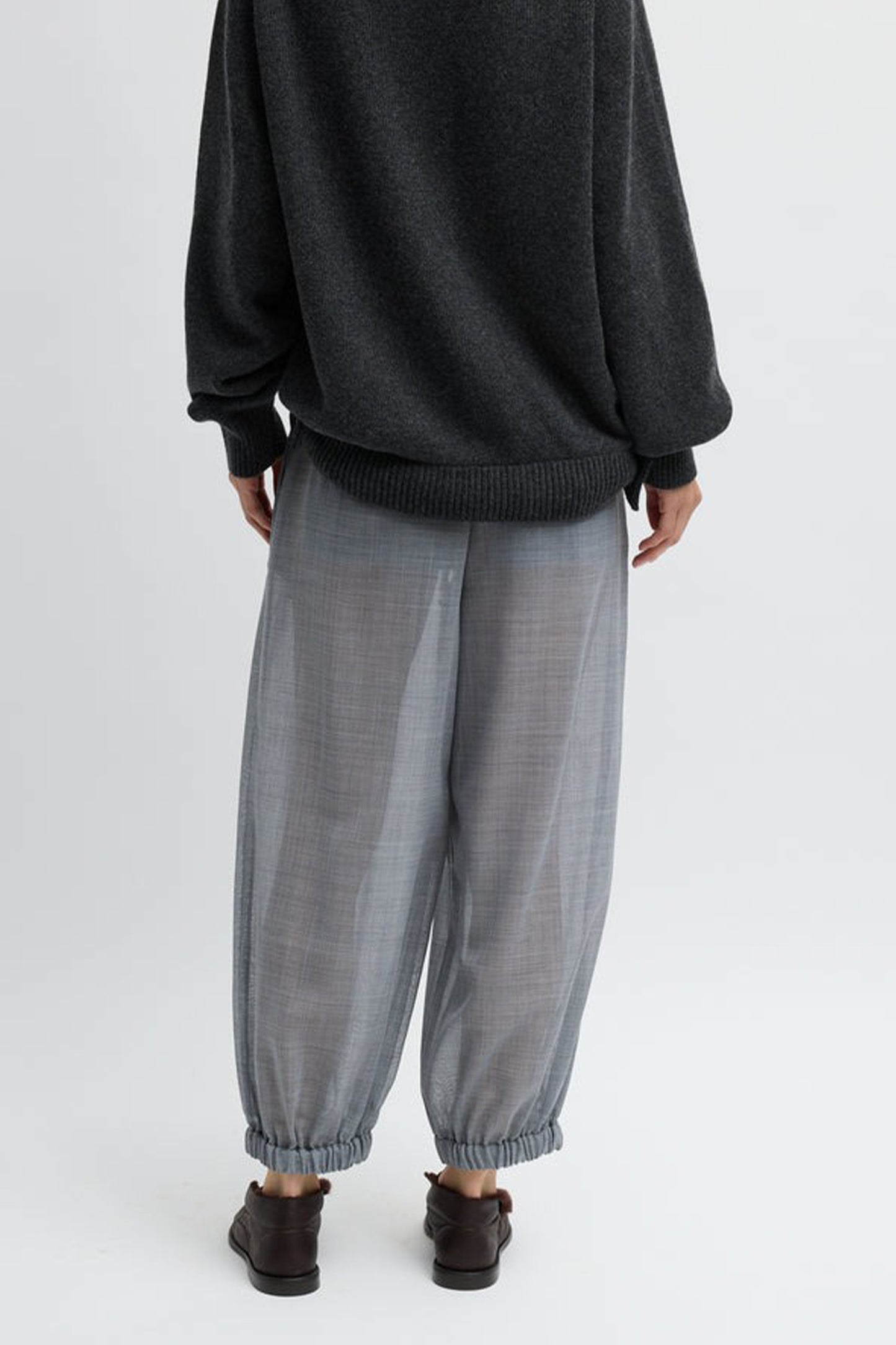 Sheer Wool Gauze Pleated Balloon Pant