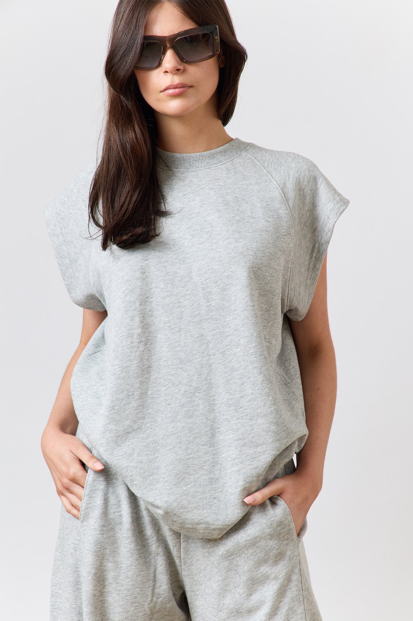 Light Weight Sweatshirting Sleeveless Easy Top