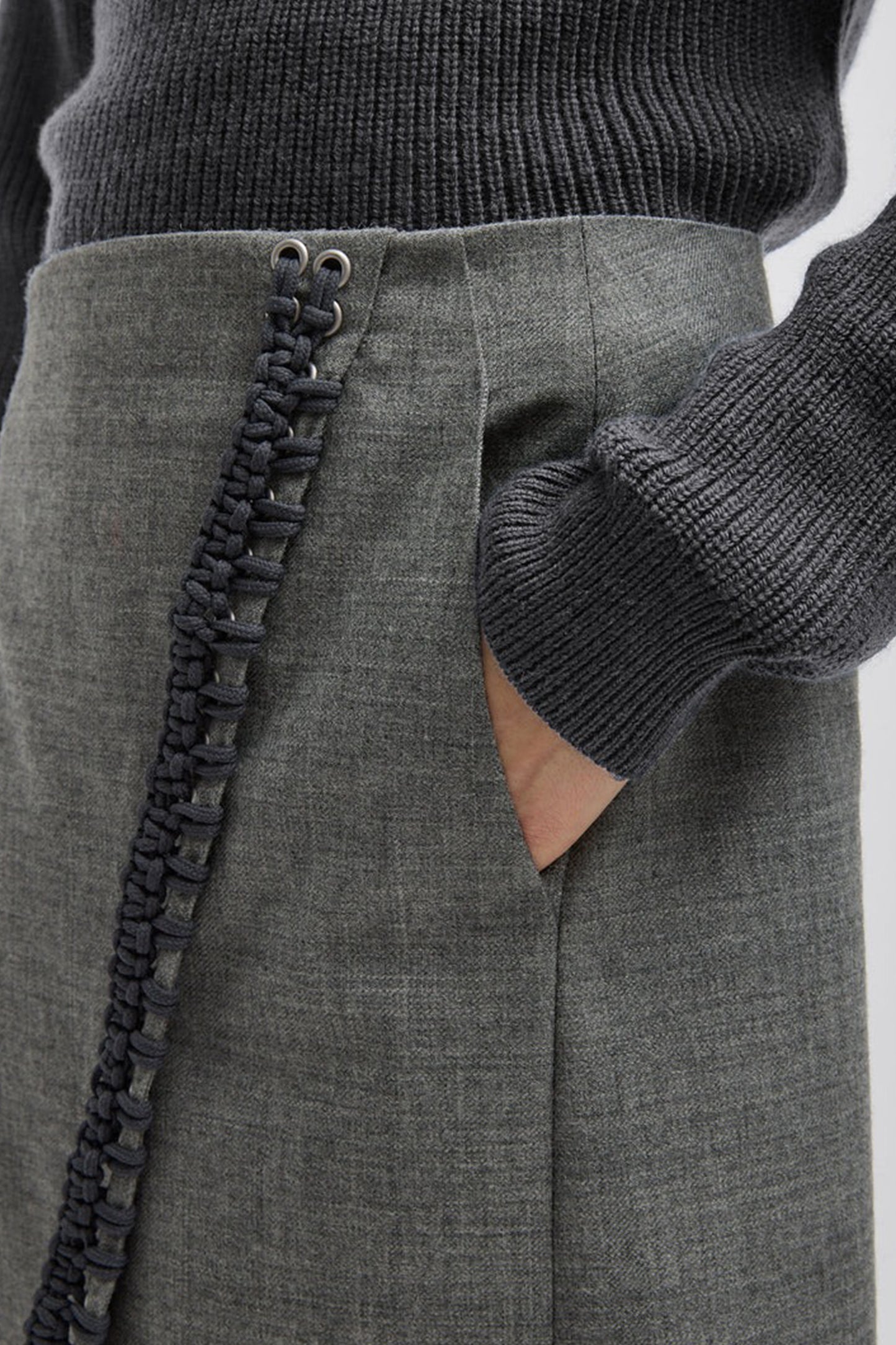 Techy Bonded Wool Crochet Trim Skirt