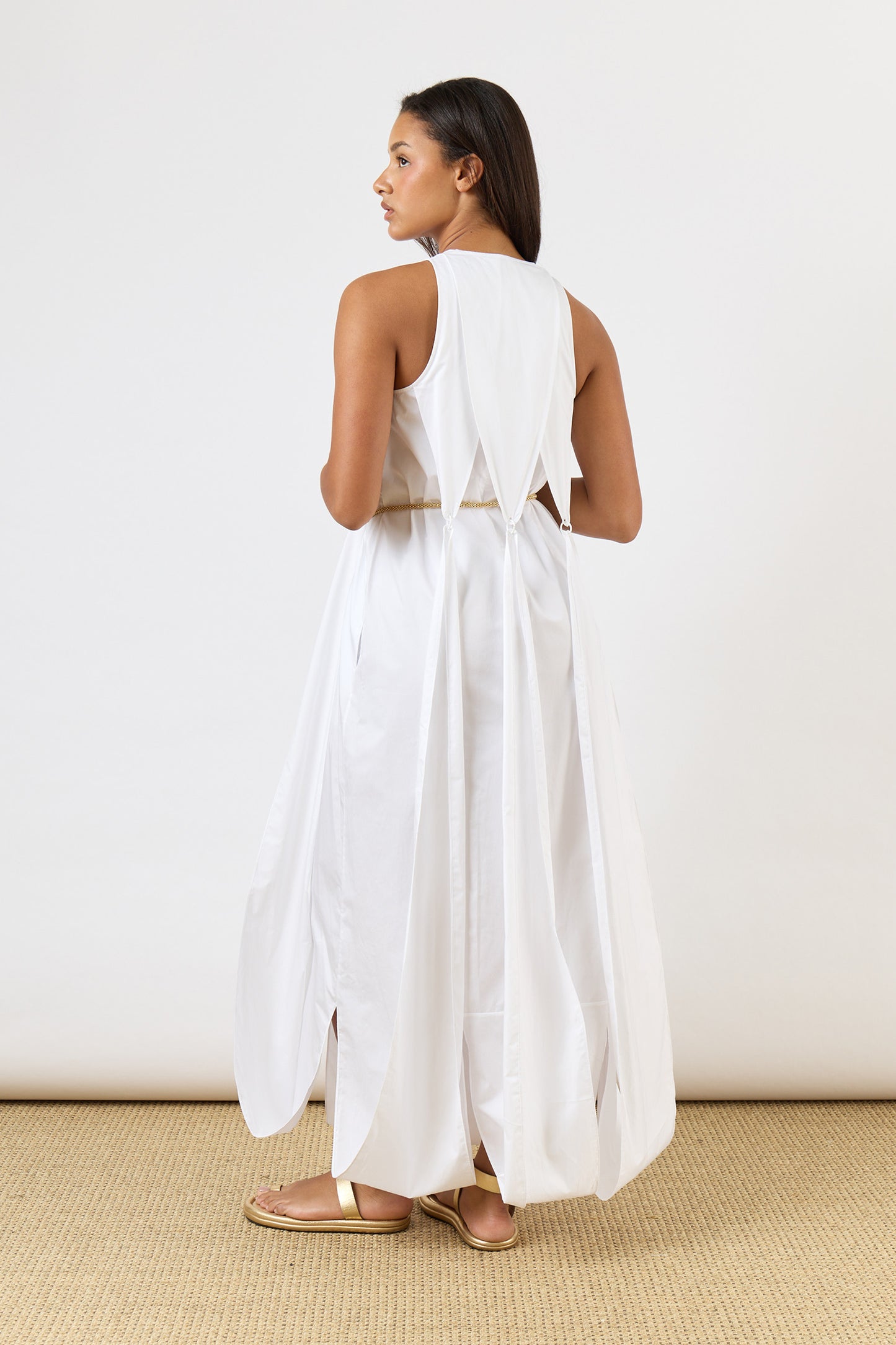 Eco Poplin Halter Paneled Dress