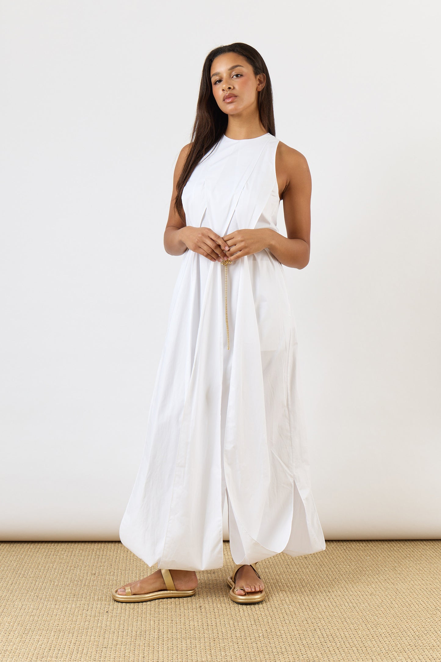 Eco Poplin Halter Paneled Dress