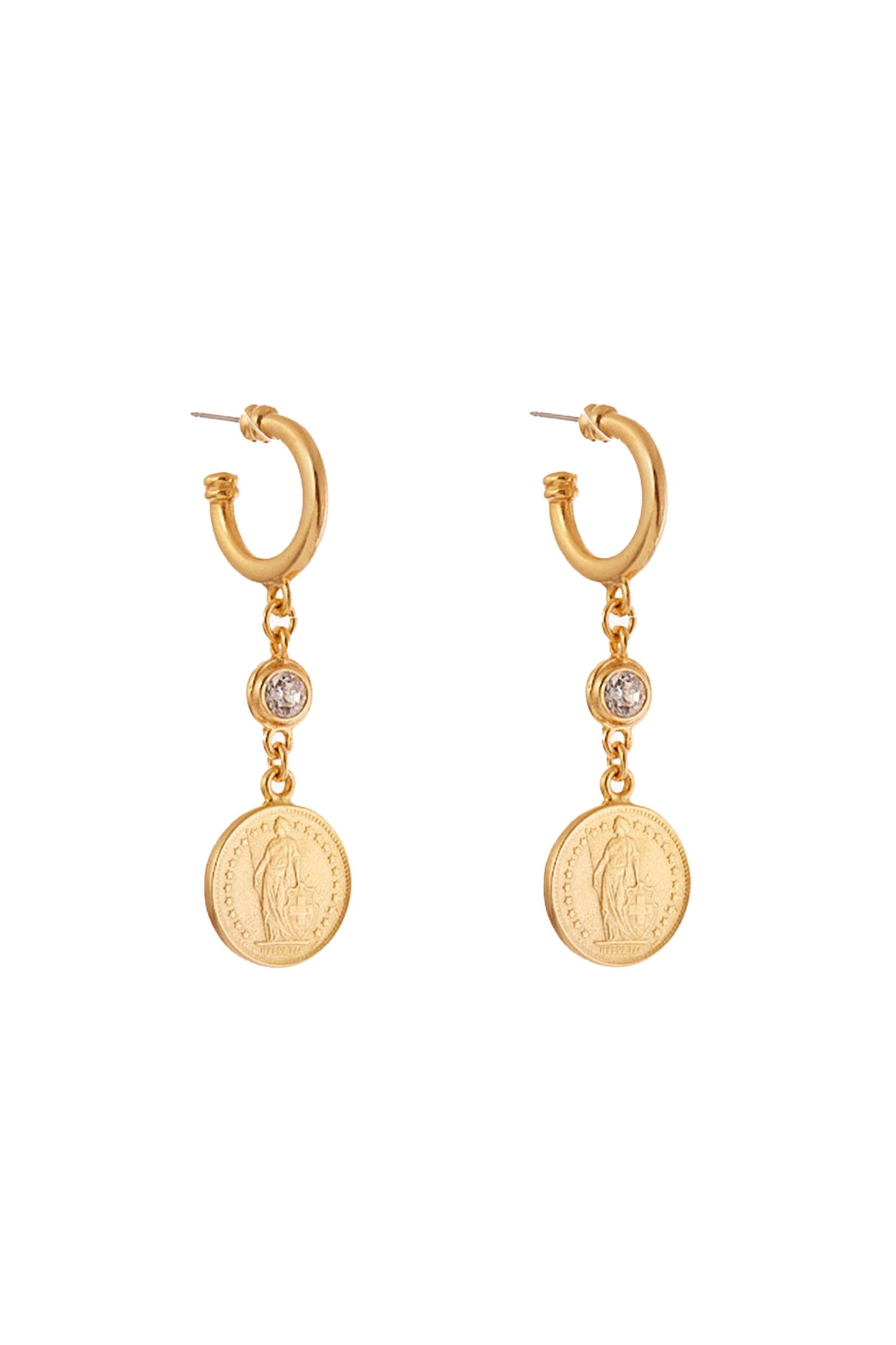 Crystal Coin Hoop Earring