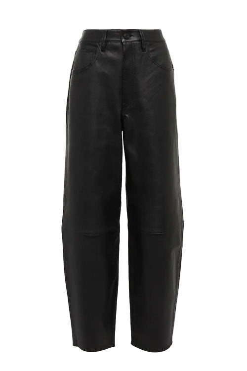 High Rise Barrel Leather Pant