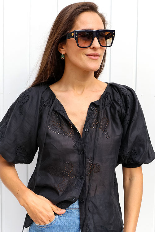 Eyelet Puff Sleeve Shirt - FINAL SALE