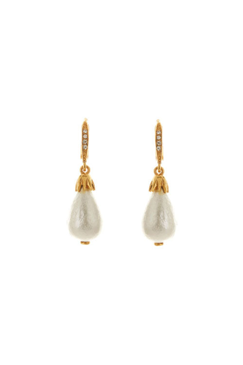 Classic Pearl Pave Small Drop Earrings