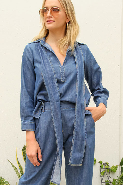 Tie Denim L/S Top - FINAL SALE