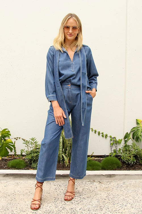 Tie Denim L/S Top - FINAL SALE