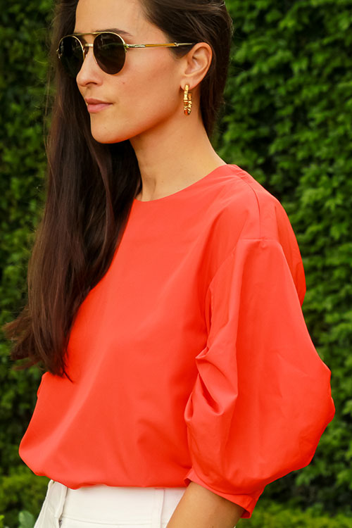 Nylon Pleat Sleeve Top - FINAL SALE