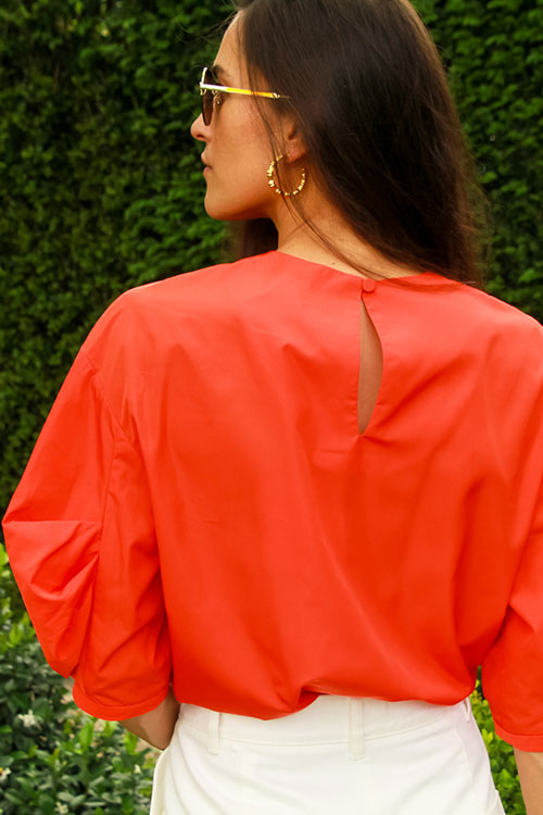 Nylon Pleat Sleeve Top - FINAL SALE