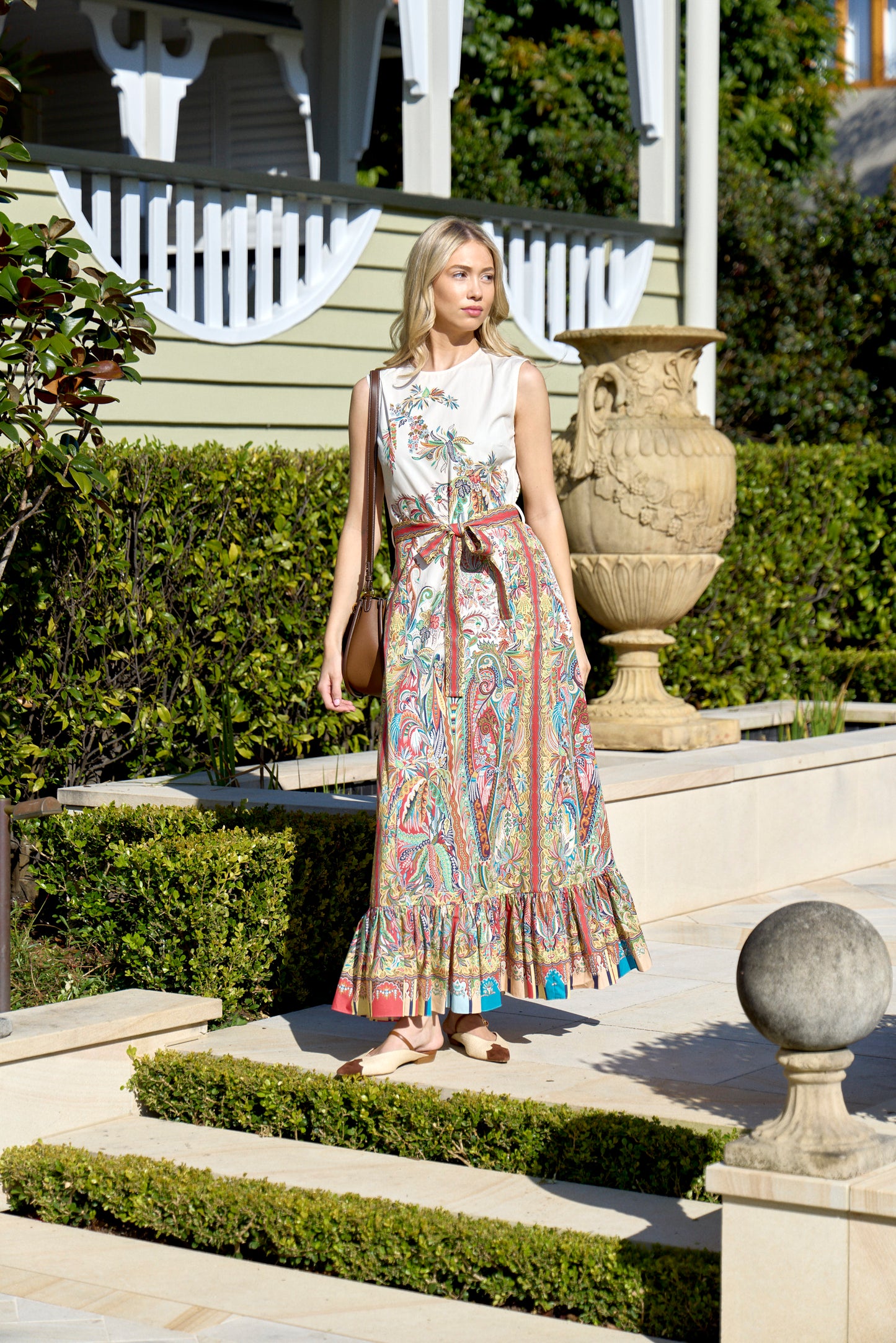 Paisley Foliage Print Long Dress