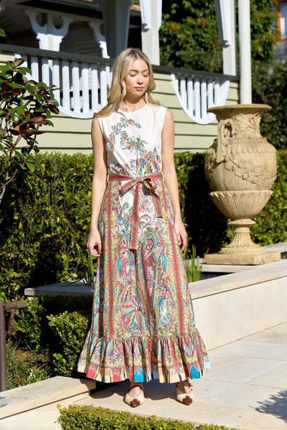 Paisley Foliage Print Long Dress