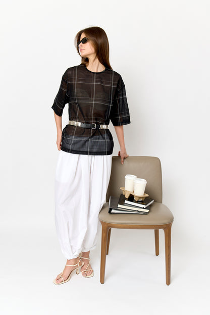 Sheer Wool Guaze Check Easy T