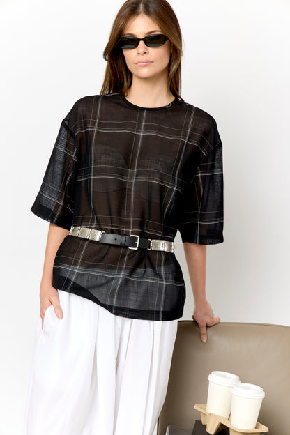 Sheer Wool Guaze Check Easy T