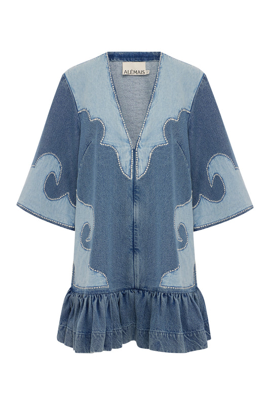 Jesse Denim Applique Mini Dress