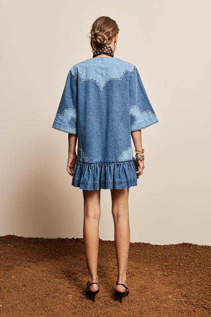 Jesse Denim Applique Mini Dress