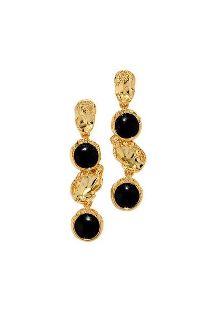 Brut Onyx Coin Linear Earring