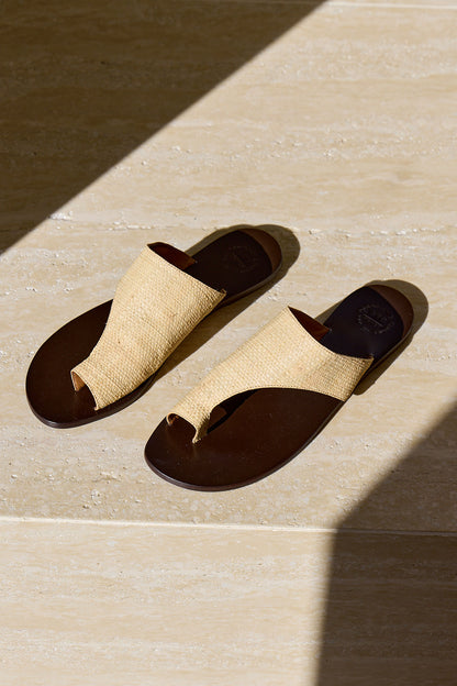 Rosa Raffia Cutout Slides