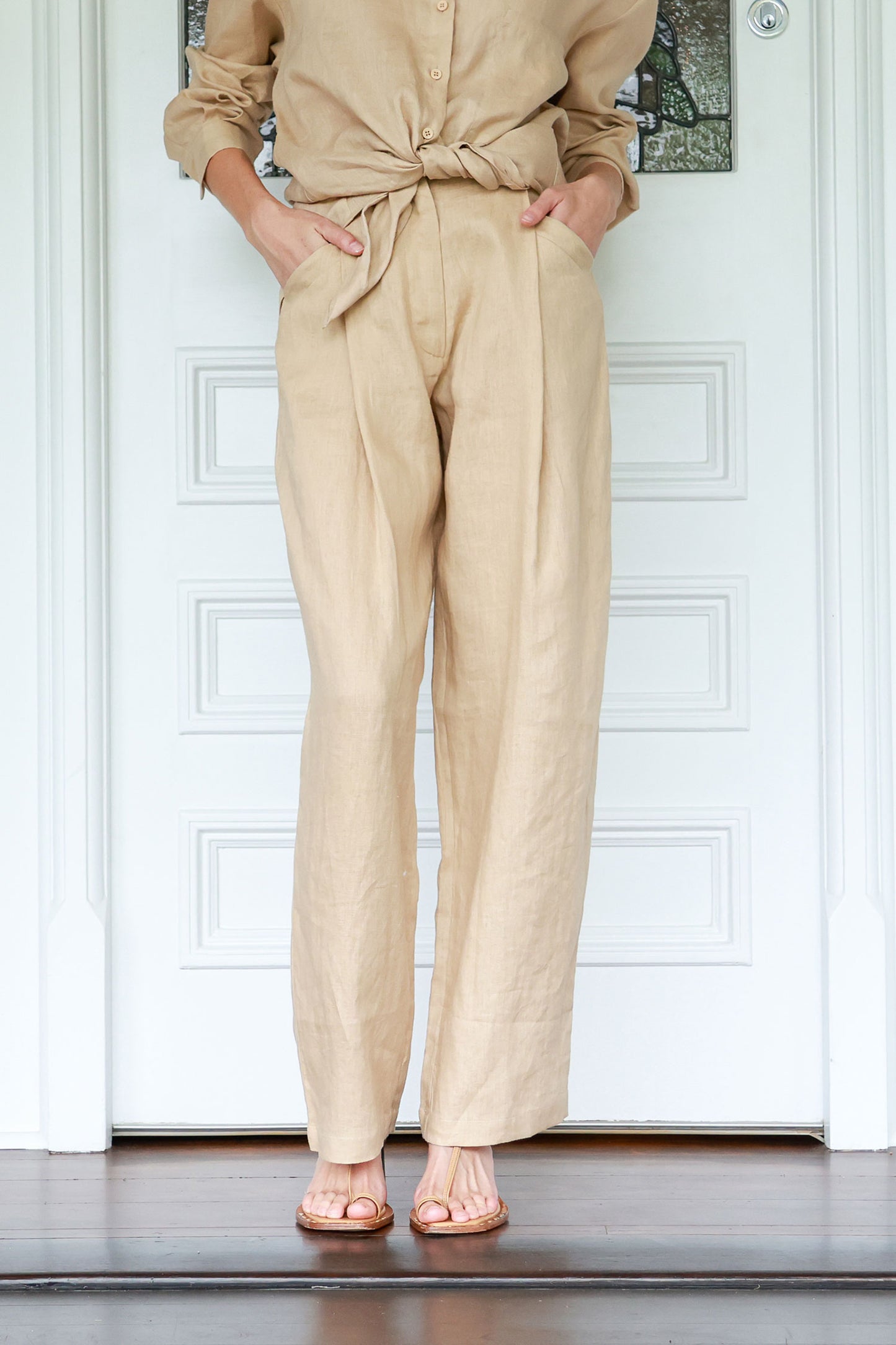 Linen High Rise Trouser