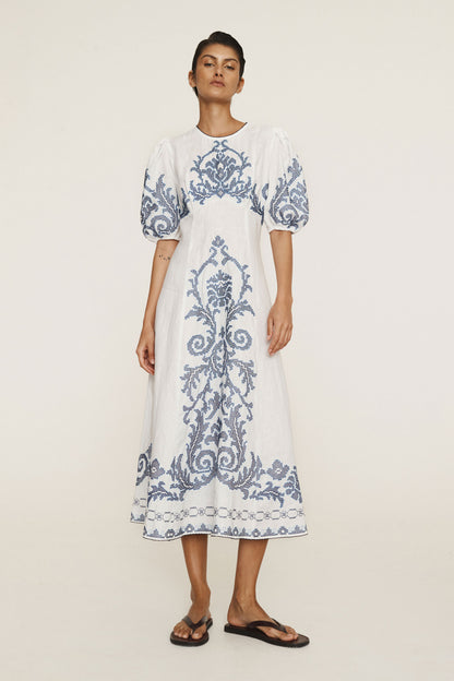 Hazel Embroidered Midi Dress