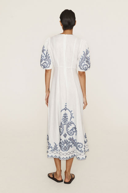 Hazel Embroidered Midi Dress