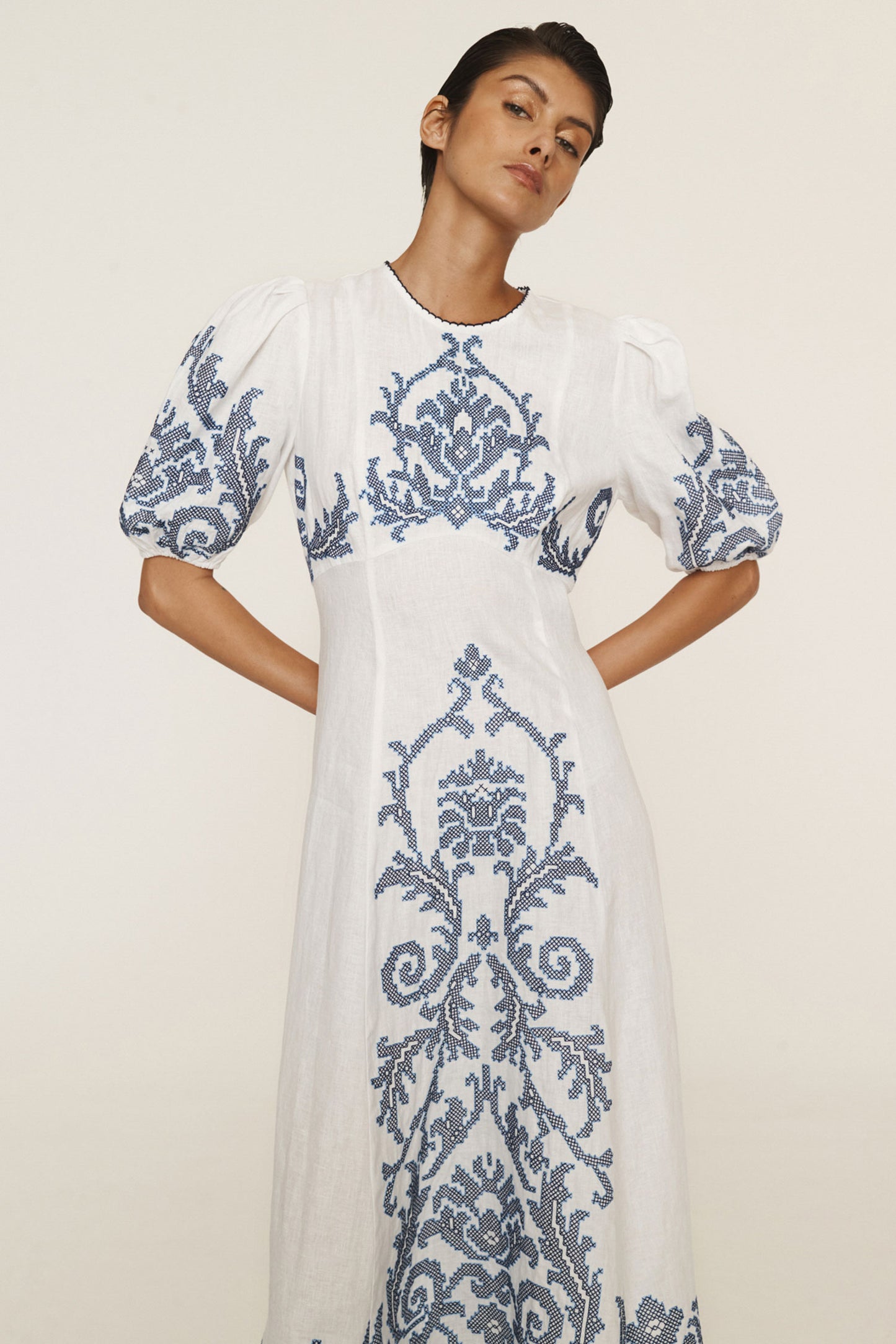 Hazel Embroidered Midi Dress