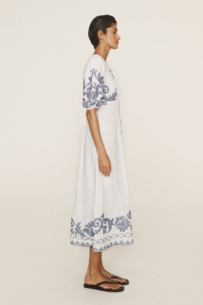 Hazel Embroidered Midi Dress