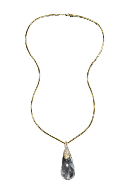 Liquid Lucite Crystal Teardrop Necklace