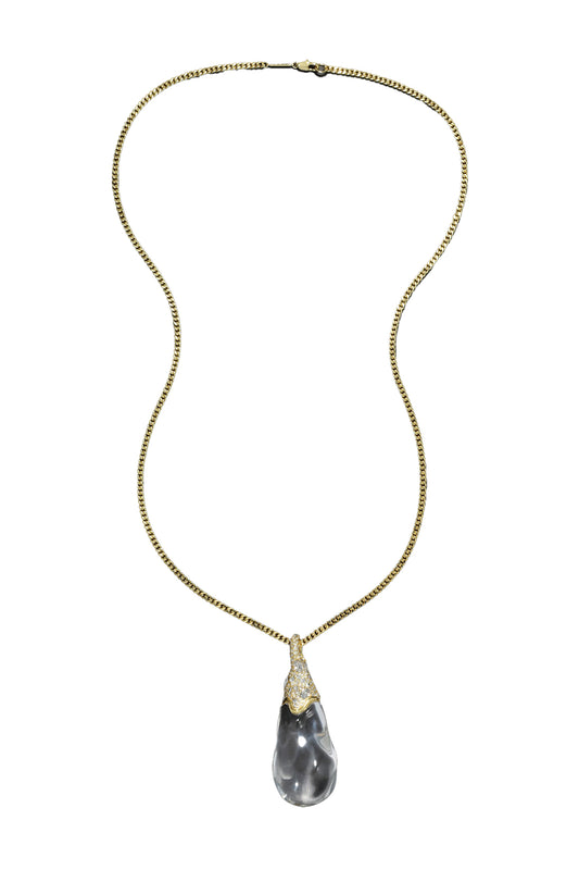 Liquid Lucite Crystal Teardrop Necklace