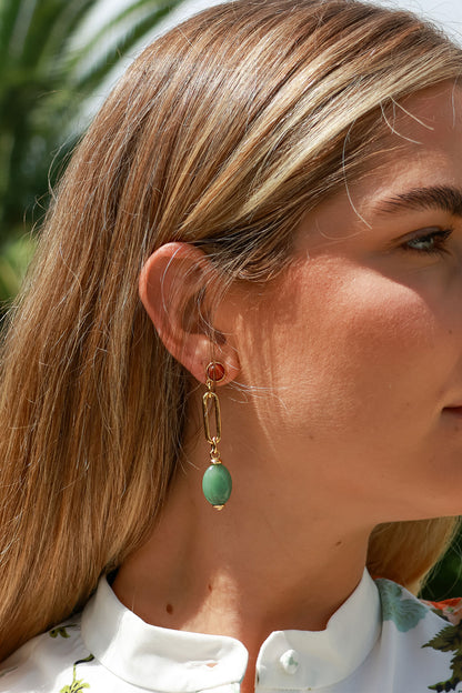 Link Stone Drop Earrings
