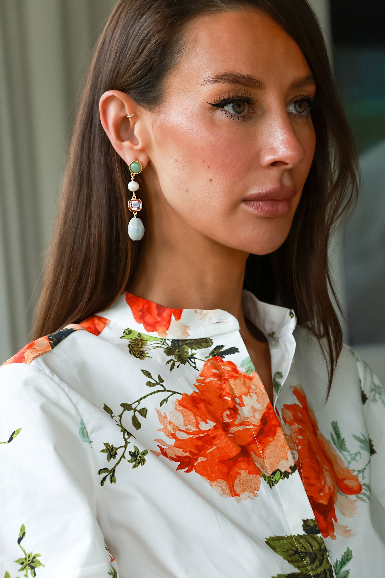 Stone and Pearl Drop Earrings Samantha Ogilvie