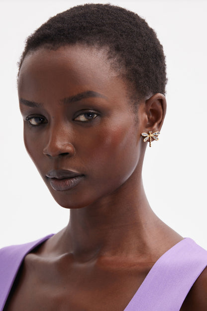 Crystal Dragonfly Stud Earring