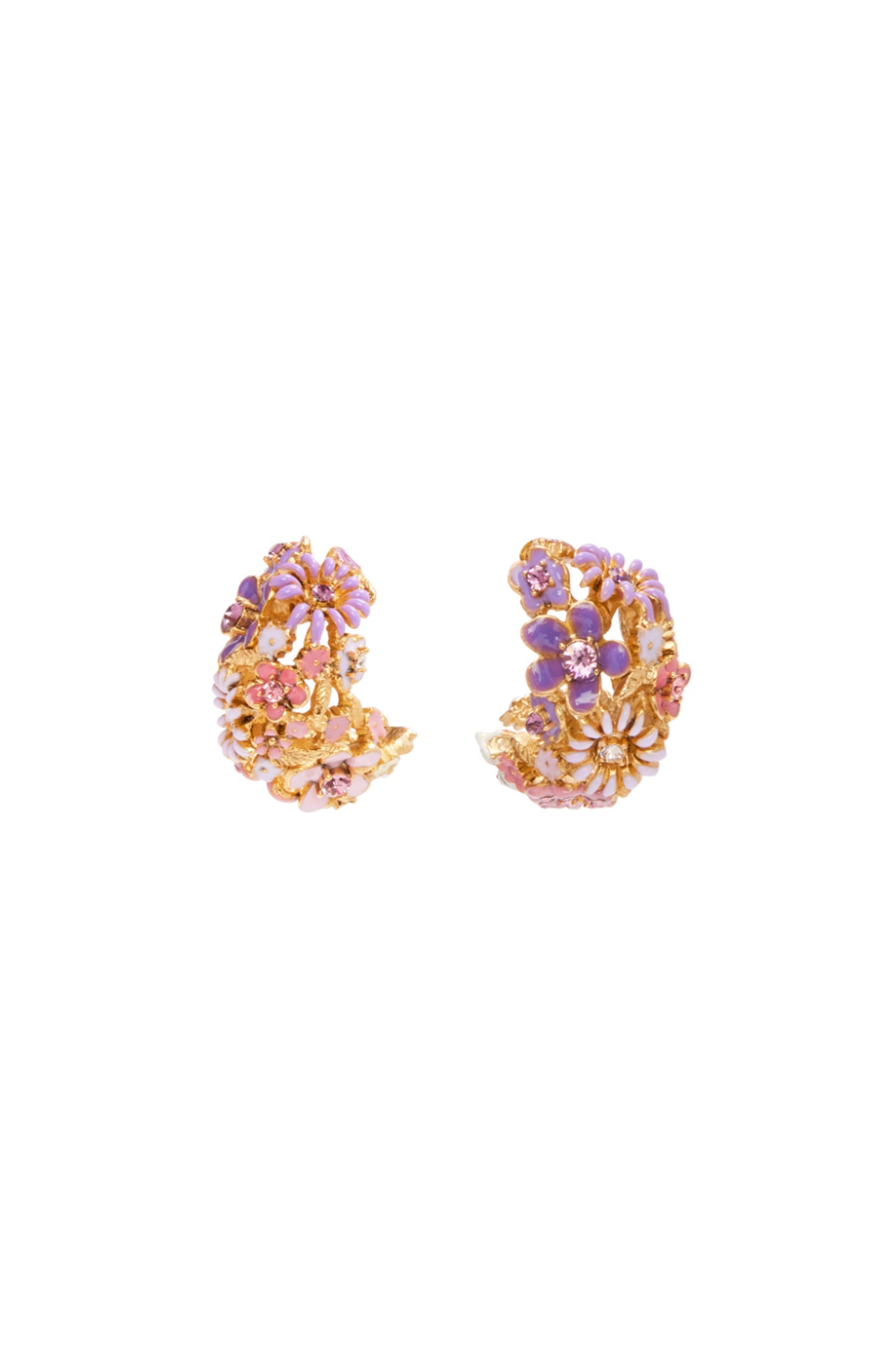 Enamel Flower Hoop Earring