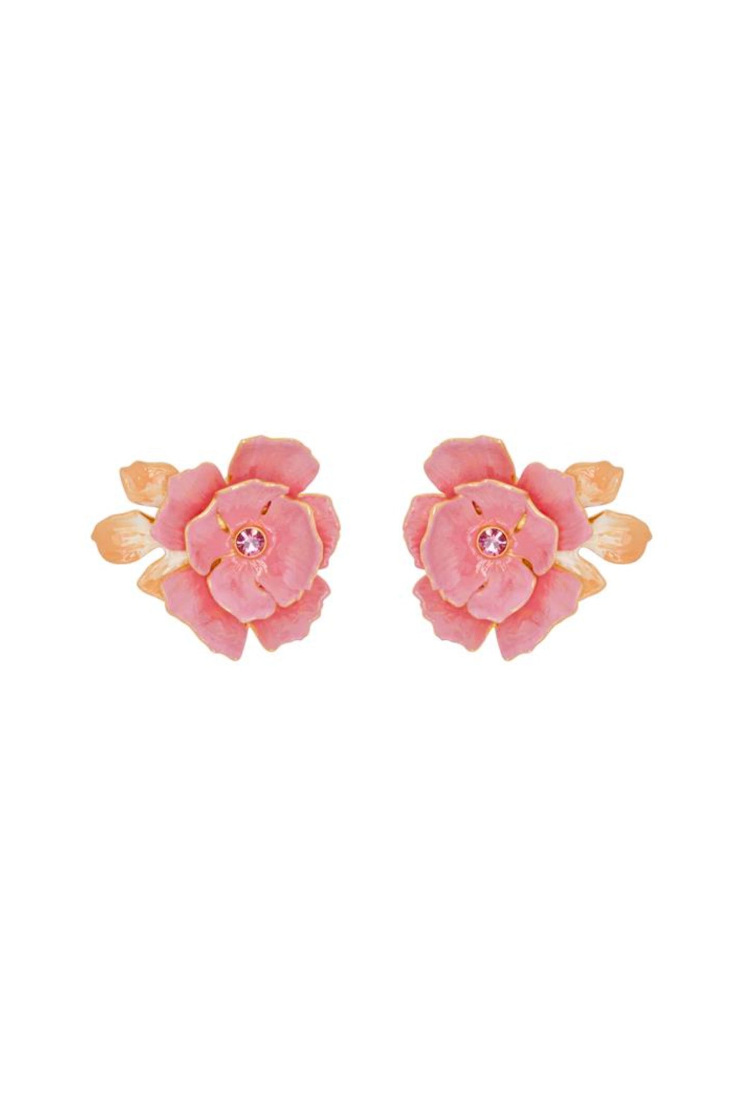 Enamel Gardenia Button Earring