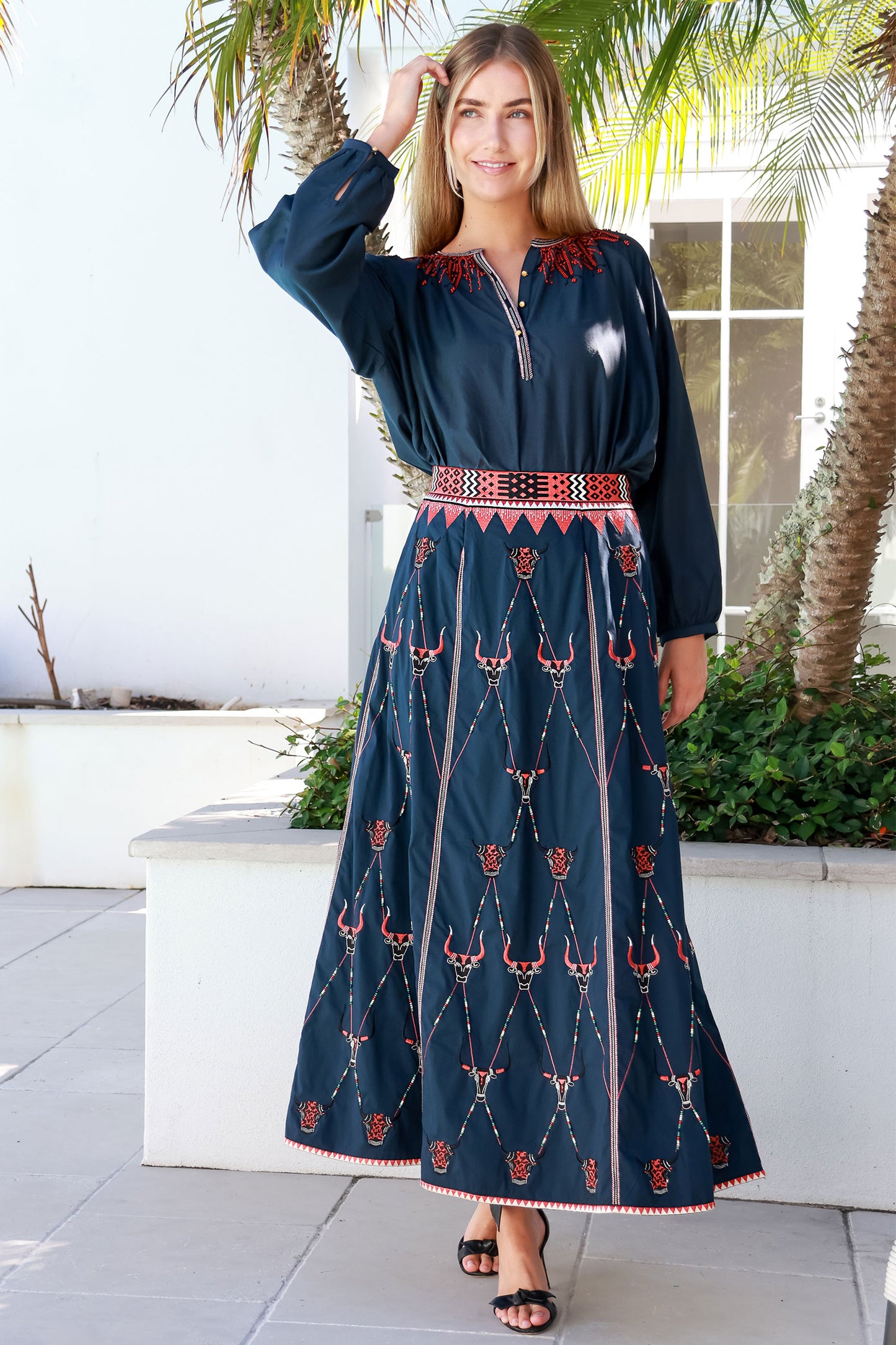 Camille Bulls Embroidery Skirt