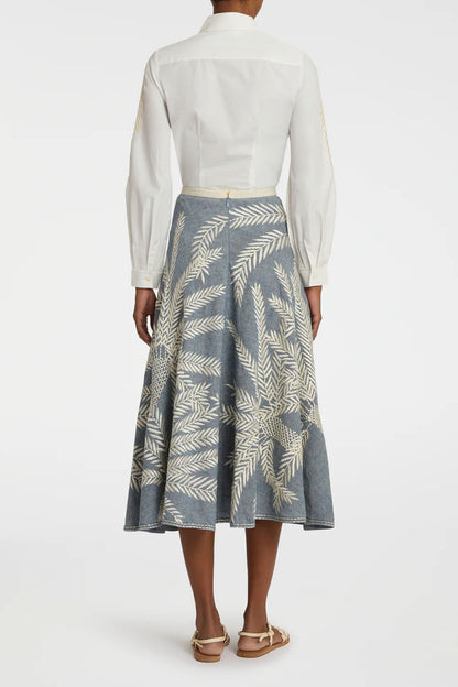 Tasha 3 Palm Embroidery Skirt