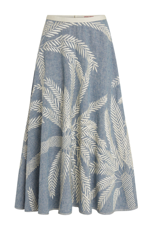 Tasha 3 Palm Embroidery Skirt