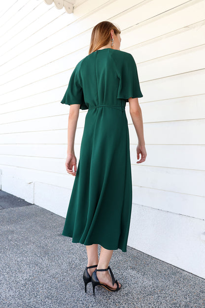 Short Sleeve A-Line Midi Dress