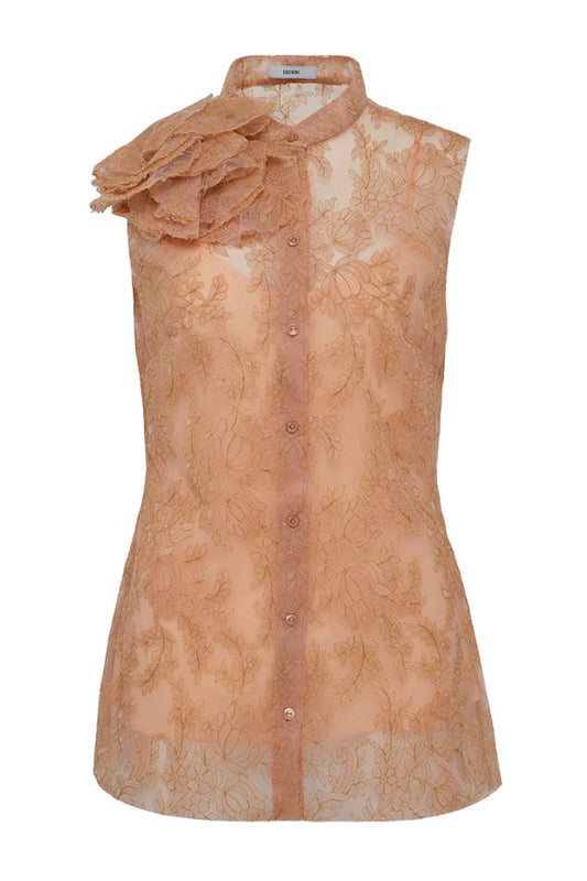 Floral Lace Sleeveless Shirt