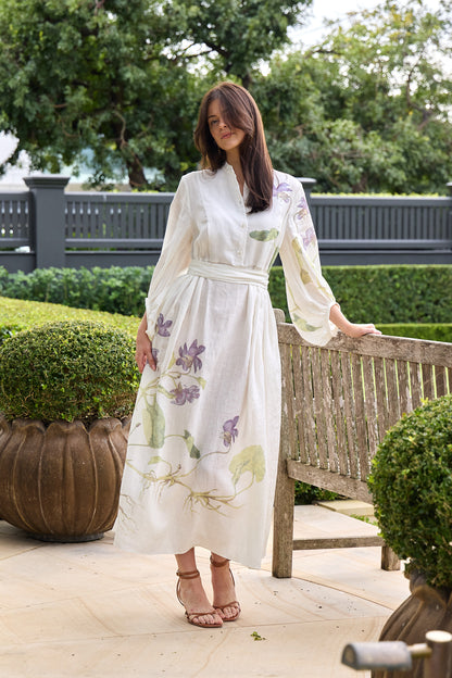 Long Sleeve Midi Dress with Tie Waist Detail