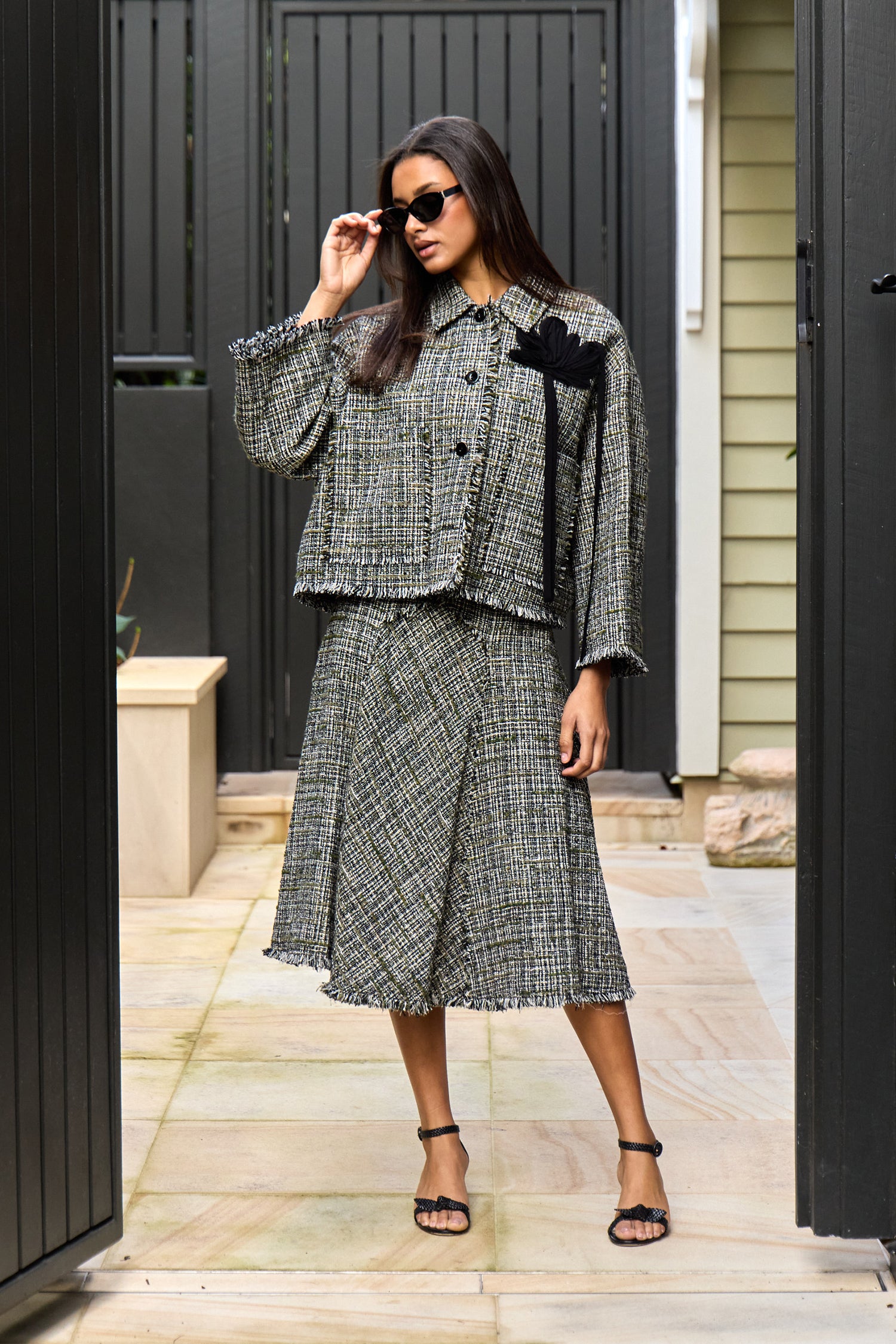 ジャケット・アウター 70s tweed Tailored jacket Vintage remake Tweed Boxy Crop Jacket – Samantha Ogilvie