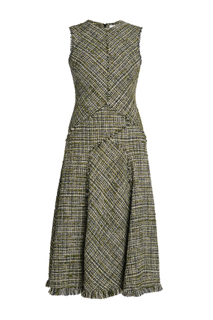 Tweed Sleeveless Midi Dress